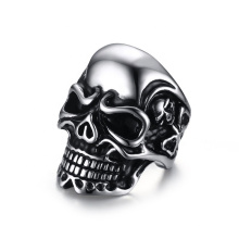 fashion custom silver plating stainless steel skull logo large size collectible souvenir rings
